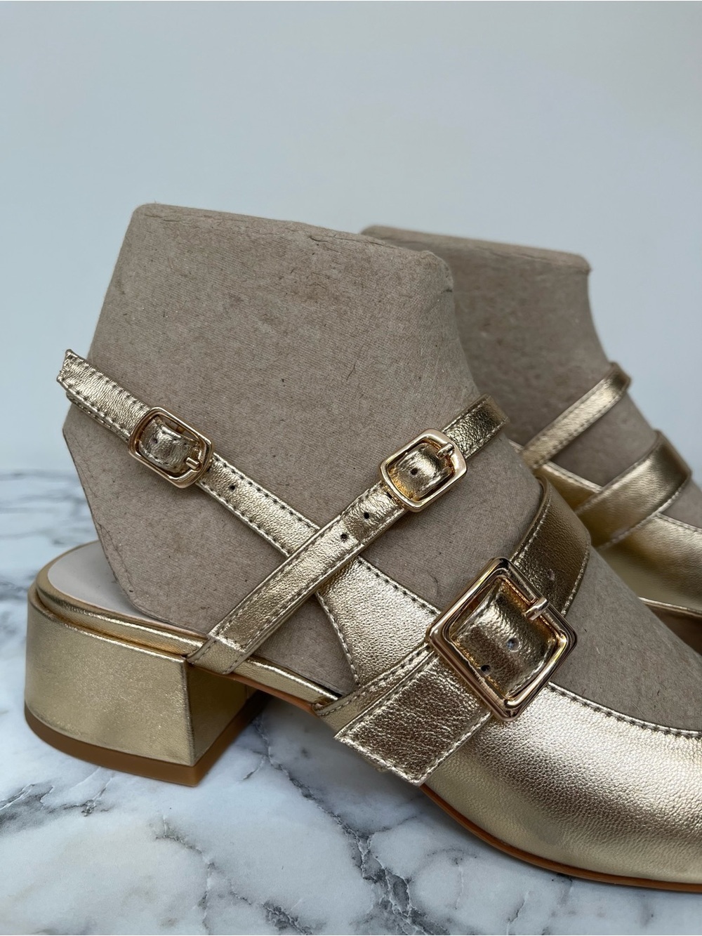 DOLCE VITA Crinkle Patent Leather Patsy Heels multi gold black cap top725 3j7 - Picture 7 of 15